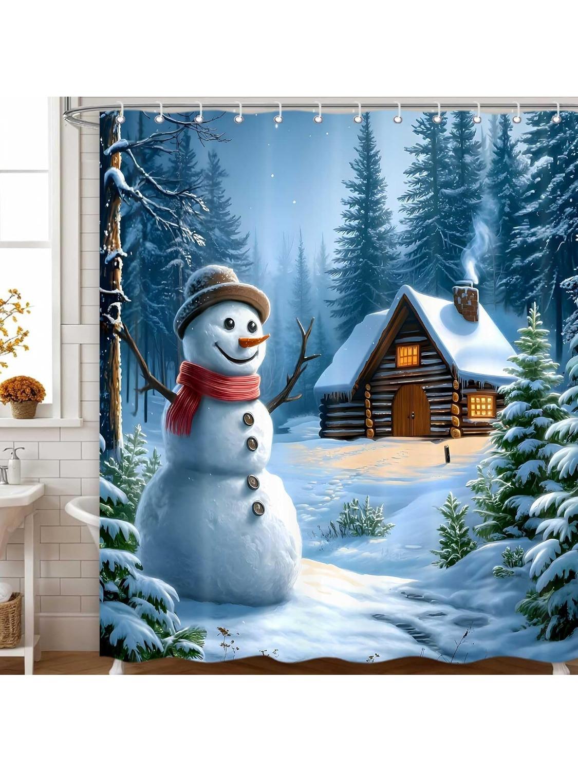 Winter Christmas Shower Curtain, Cute Snowman Snow Forest Pine Tree Scene Rustic Farmhouse Bathroom Curtains Xmas Holiday W60H190(CM)-1 Pcs
Winter Christmas Shower Curtain, Cute Snowman Snow Forest Pine Tree Scene Rustic Farmhouse Bathroom Curtains Xmas Holiday W60H190(CM)-1 Pcs