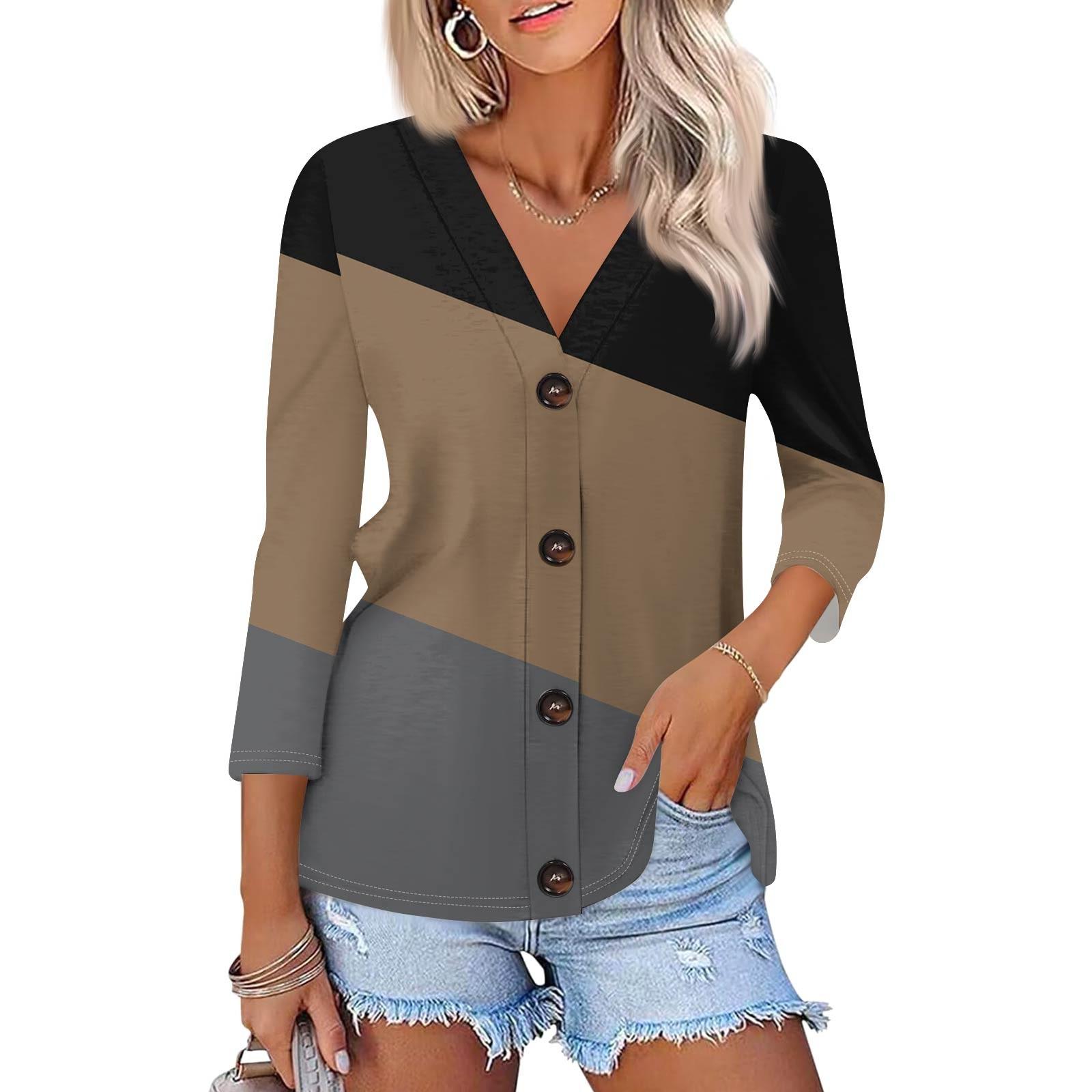 Women s Fashion Casual Striped Geometric Print Button-Down Shirt Three-quarter Sleeve Cardigan Top L коричневий
Women s Fashion Casual Striped Geometric Print Button-Down Shirt Three-quarter Sleeve Cardigan Top L коричневий