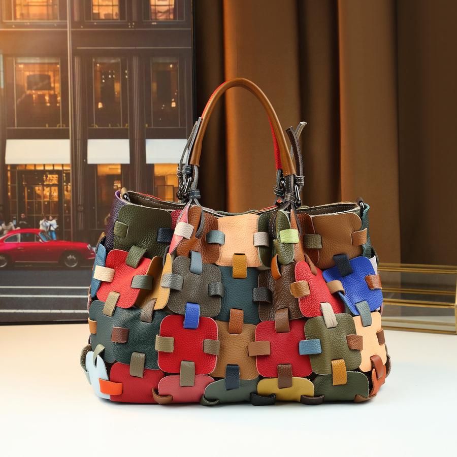 Premium Sense Woven Cowhide Splicing Large-Capacity Handbag Color Fashion Women S Shoulder Oblique Span Bag
Premium Sense Woven Cowhide Splicing Large-Capacity Handbag Color Fashion Women S Shoulder Oblique Span Bag