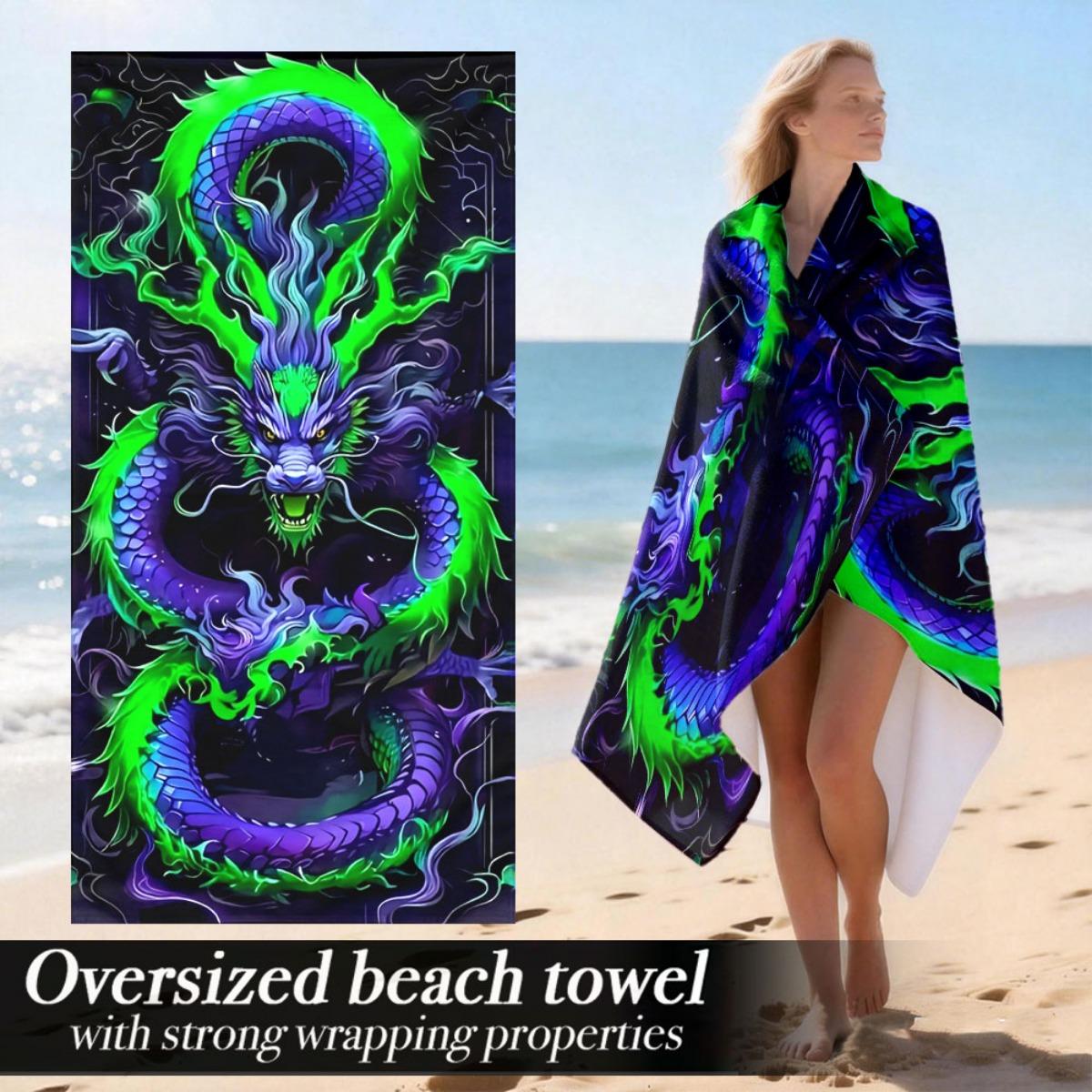 Dragon Art Oversized Beach Towel – Purple & Green 3D Design, Soft Lightweight, Perfect for Beach & Outdoor Use W30*H60(CM)
Dragon Art Oversized Beach Towel – Purple & Green 3D Design, Soft Lightweight, Perfect for Beach & Outdoor Use W30*H60(CM)