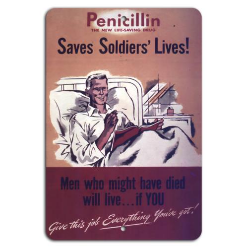 Penicillin The LifeSaving Breakthrough for SoldiersAluminumtin sign 20x30cm(7.8x11.8inch)
Penicillin The LifeSaving Breakthrough for SoldiersAluminumtin sign 20x30cm(7.8x11.8inch)