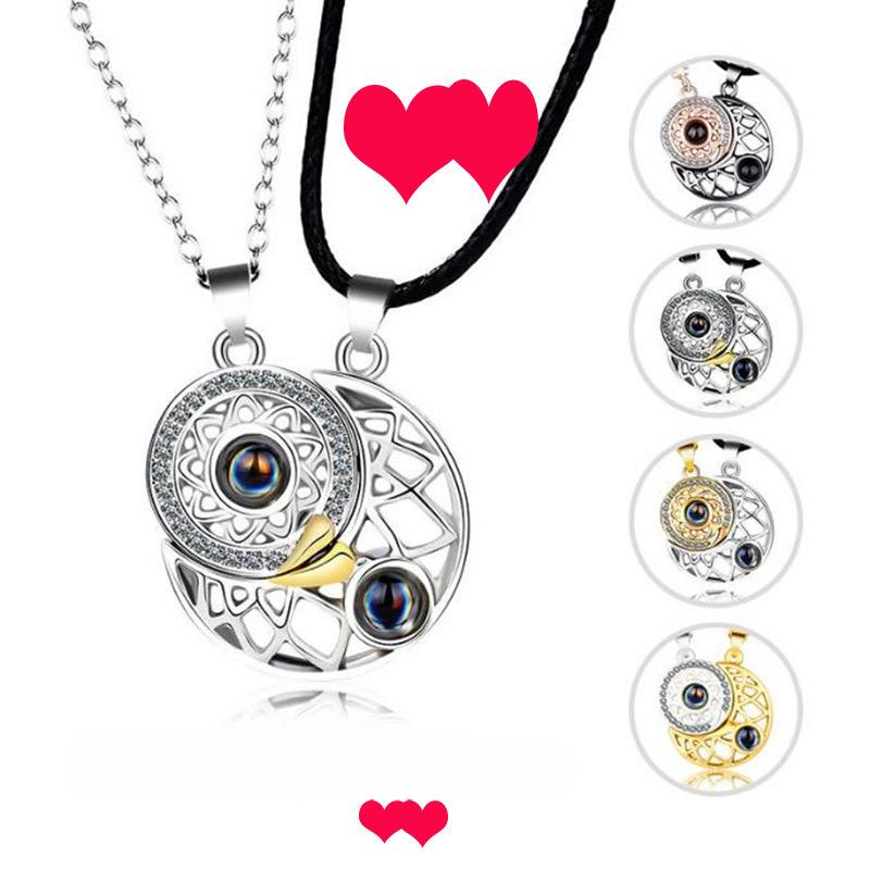 1pair High-end Sun and Moon Couple Magnetic Attraction 100 Languages Projection Necklace Men and Women Pendant Niche Design Accessories
1pair High-end Sun and Moon Couple Magnetic Attraction 100 Languages Projection Necklace Men and Women Pendant Niche Design Accessories