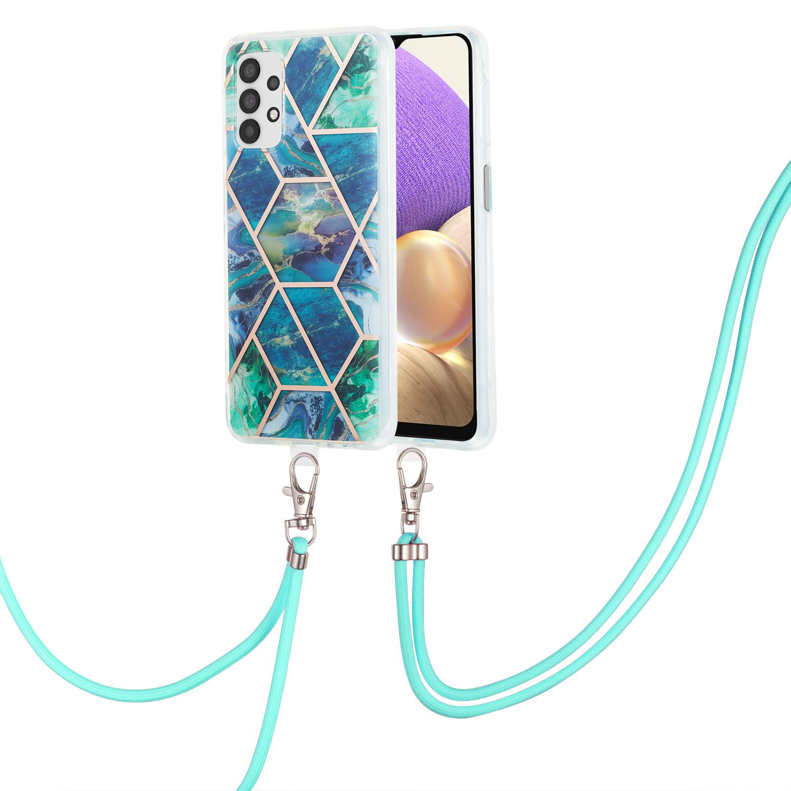 For Samsung Galaxy A23 4G/5G (Global Version) Case with Long Strap Splicing IMD Marble Pattern TPU Back Cover Blue/Green
For Samsung Galaxy A23 4G/5G (Global Version) Case with Long Strap Splicing IMD Marble Pattern TPU Back Cover Blue/Green