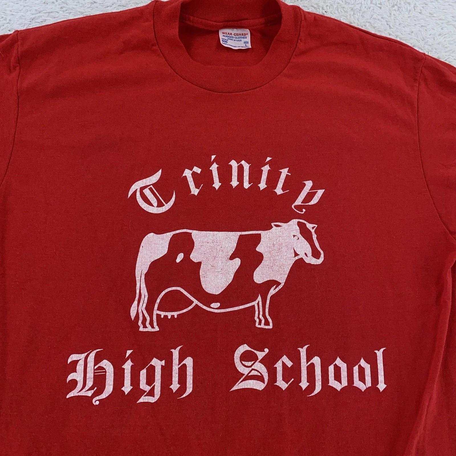 Vintage Trinity High School Class of 1988 T-Shirt Medium Cow Mascot USA Grad 80s L
Vintage Trinity High School Class of 1988 T-Shirt Medium Cow Mascot USA Grad 80s L