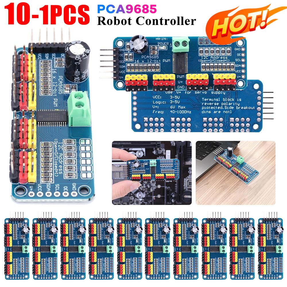 PCA9685 PWM Servo Motor Driver Board Controller IIC Interface 16 Channel 12-Bit PWM Servo Motor Driver Board for Arduino Robot
PCA9685 PWM Servo Motor Driver Board Controller IIC Interface 16 Channel 12-Bit PWM Servo Motor Driver Board for Arduino Robot