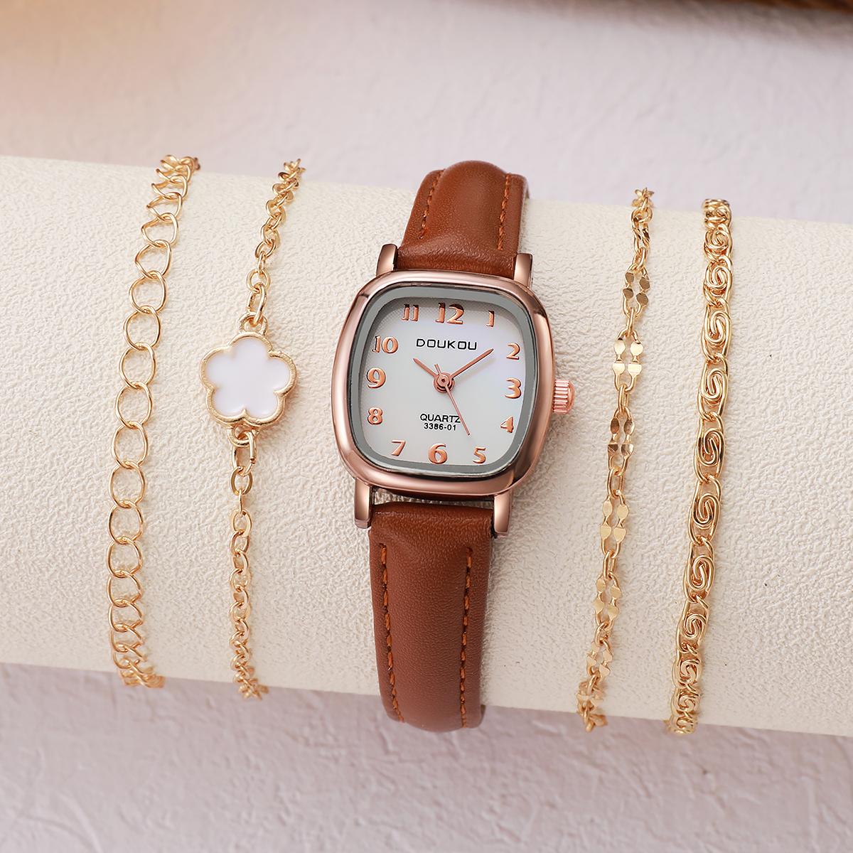 Designer-style small square watch with a light luxury feel, popular among women, featuring a quartz movement, a five-piece set червоний
Designer-style small square watch with a light luxury feel, popular among women, featuring a quartz movement, a five-piece set червоний