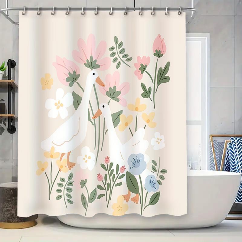 Charming Duck And Floral Shower Curtain For Bathroom Decor Waterproof Fabric Privacy Screen With Hooks Set Elevate Space W60H190(CM)-1 Pcs
Charming Duck And Floral Shower Curtain For Bathroom Decor Waterproof Fabric Privacy Screen With Hooks Set Elevate Space W60H190(CM)-1 Pcs