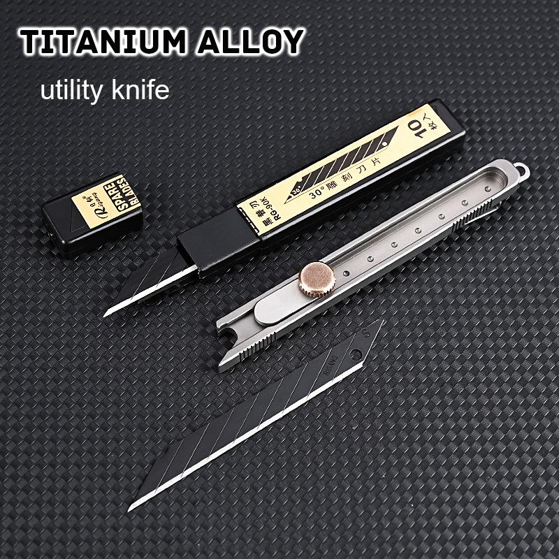 Pocket Titanium Alloy Utility Knife Unpacking Wallpaper Carving Express Knife Office Metal Cutting Paper Knife With Back Clip
Pocket Titanium Alloy Utility Knife Unpacking Wallpaper Carving Express Knife Office Metal Cutting Paper Knife With Back Clip