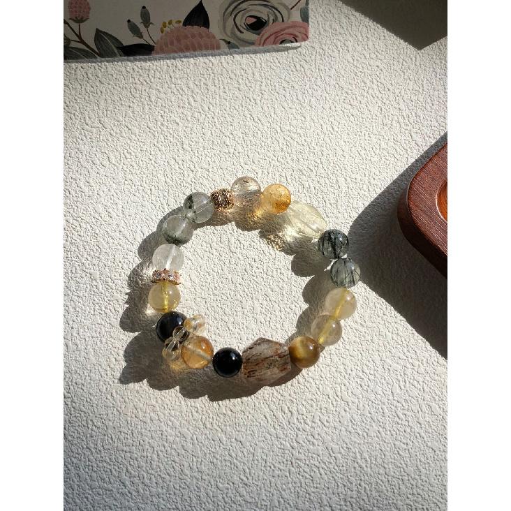 Black Gold Super Seven Multi-Gem Crystal Beaded Bracelet for Women, Fashionable and High-End Golden Rutilated Quartz and Green Rutilated Quartz Multi-gemstone bracelet10
Black Gold Super Seven Multi-Gem Crystal Beaded Bracelet for Women, Fashionable and High-End Golden Rutilated Quartz and Green Rutilated Quartz Multi-gemstone bracelet10