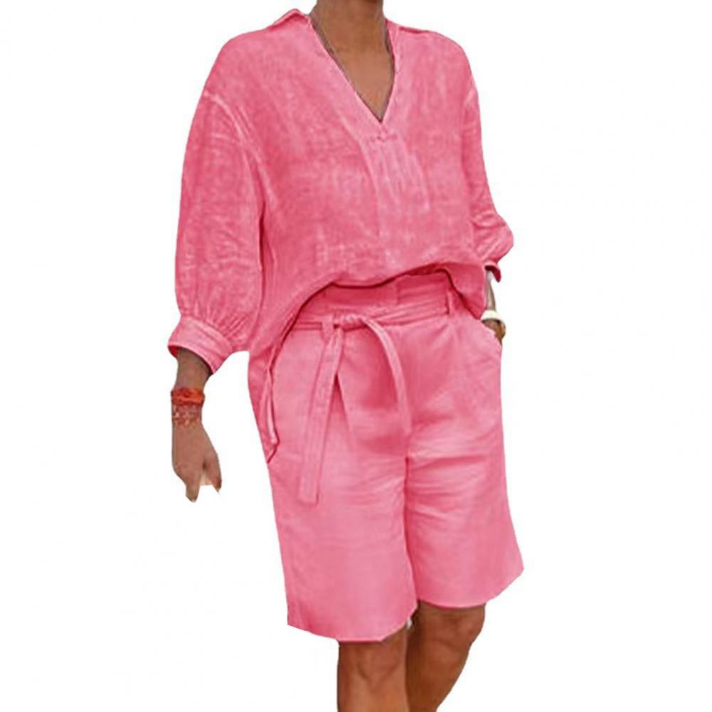 2 шт./комплект женский рубашка шорты комплект однотонный цвет три четверти рукава V-образный вырез блузка высокая талия свободные брюки длиной до колена комплект повседневный O XXL розовый
2 шт./комплект женский рубашка шорты комплект однотонный цвет три четверти рукава V-образный вырез блузка высокая талия свободные брюки длиной до колена комплект повседневный O XXL розовый