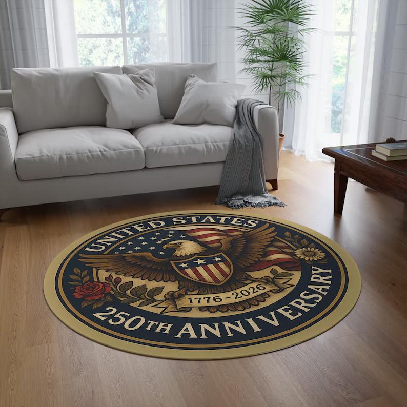 Vintage USA 250 Years Round Rug 1776 2026 Anniversary Star Spangled Print Floor Mat for Living Room Entryway Patriotic Decor 80cm x 80cm
Vintage USA 250 Years Round Rug 1776 2026 Anniversary Star Spangled Print Floor Mat for Living Room Entryway Patriotic Decor 80cm x 80cm