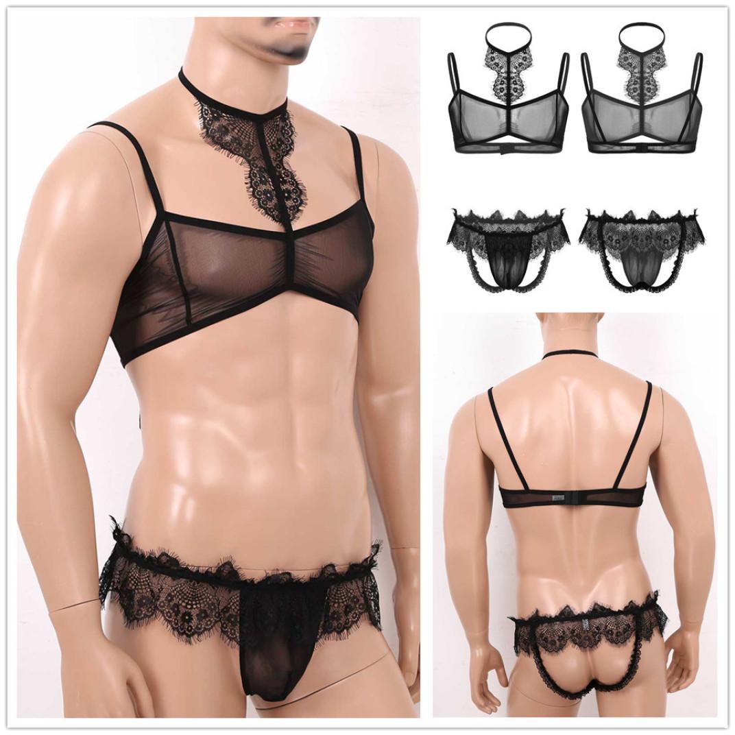 Мужская Sissy See Through Sheer Mesh Кружева Отделка Нижнее белье Комплект Бюстгальтер Топ и Открытая попа Короткие стринги
Мужская Sissy See Through Sheer Mesh Кружева Отделка Нижнее белье Комплект Бюстгальтер Топ и Открытая попа Короткие стринги