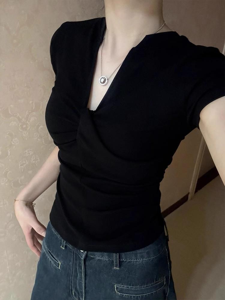Women s French Retro Black Off-Shoulder Short-Sleeve V-Neck Slimming Bodycon Summer Tee S - Recommended 70-85 lbs
Women s French Retro Black Off-Shoulder Short-Sleeve V-Neck Slimming Bodycon Summer Tee S - Recommended 70-85 lbs