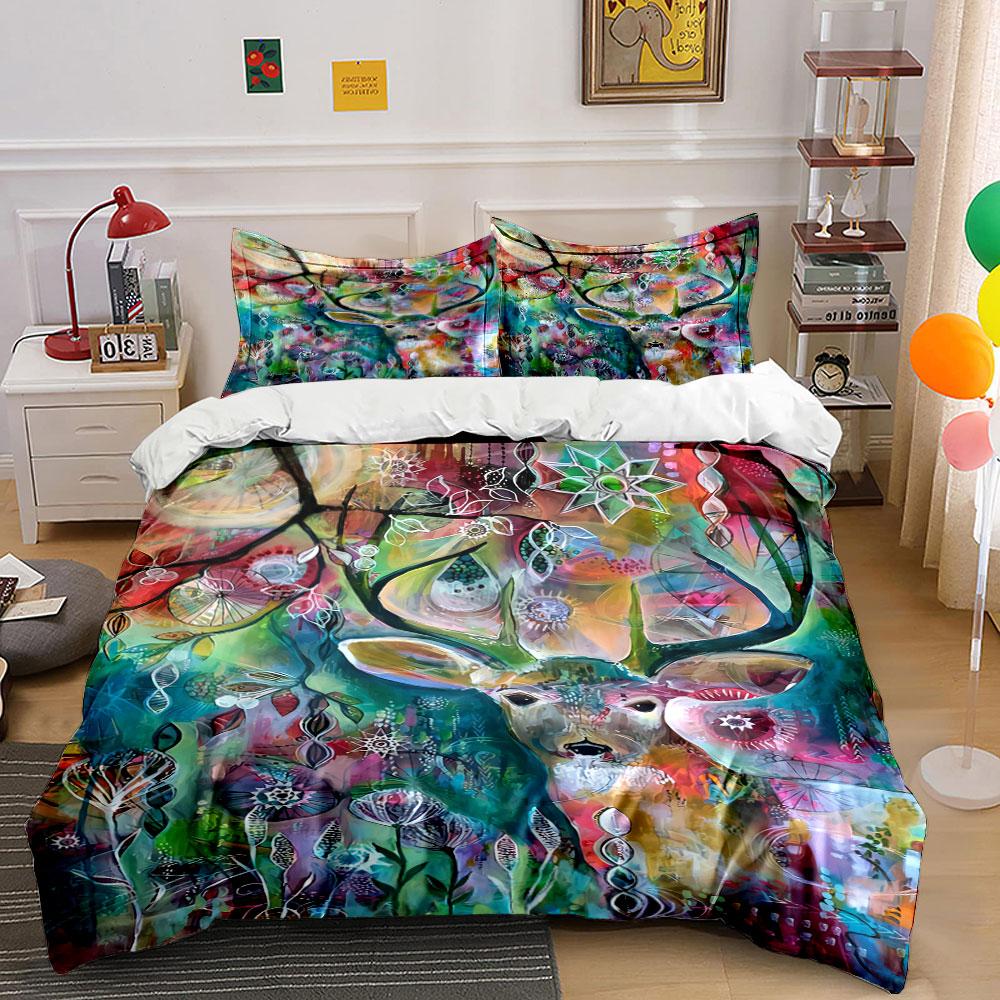 Colorful deer and flowers. Bedding sets Duvet cover sets Duvet covers Pillowcases(1 * Duvet Cover 2 * Pillowcases without duvet insert) 135x200cm
Colorful deer and flowers. Bedding sets Duvet cover sets Duvet covers Pillowcases(1 * Duvet Cover 2 * Pillowcases without duvet insert) 135x200cm