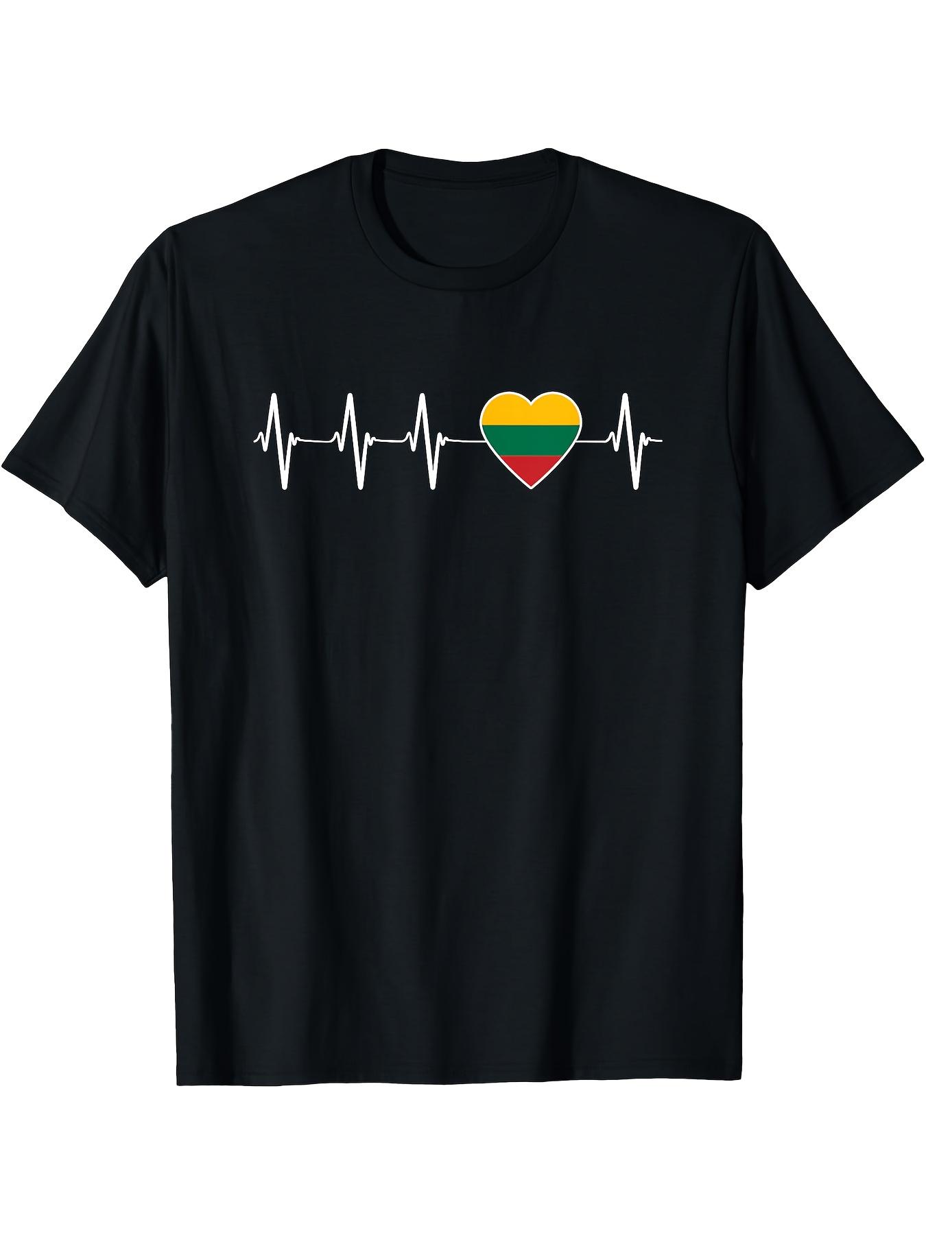 Patriotic Lithuanian Heartbeat - with Lithuanian Flag Colors Graphic 100 cotton O-neck short sleeve printed men s T-shirt. 4XL
Patriotic Lithuanian Heartbeat - with Lithuanian Flag Colors Graphic 100 cotton O-neck short sleeve printed men s T-shirt. 4XL