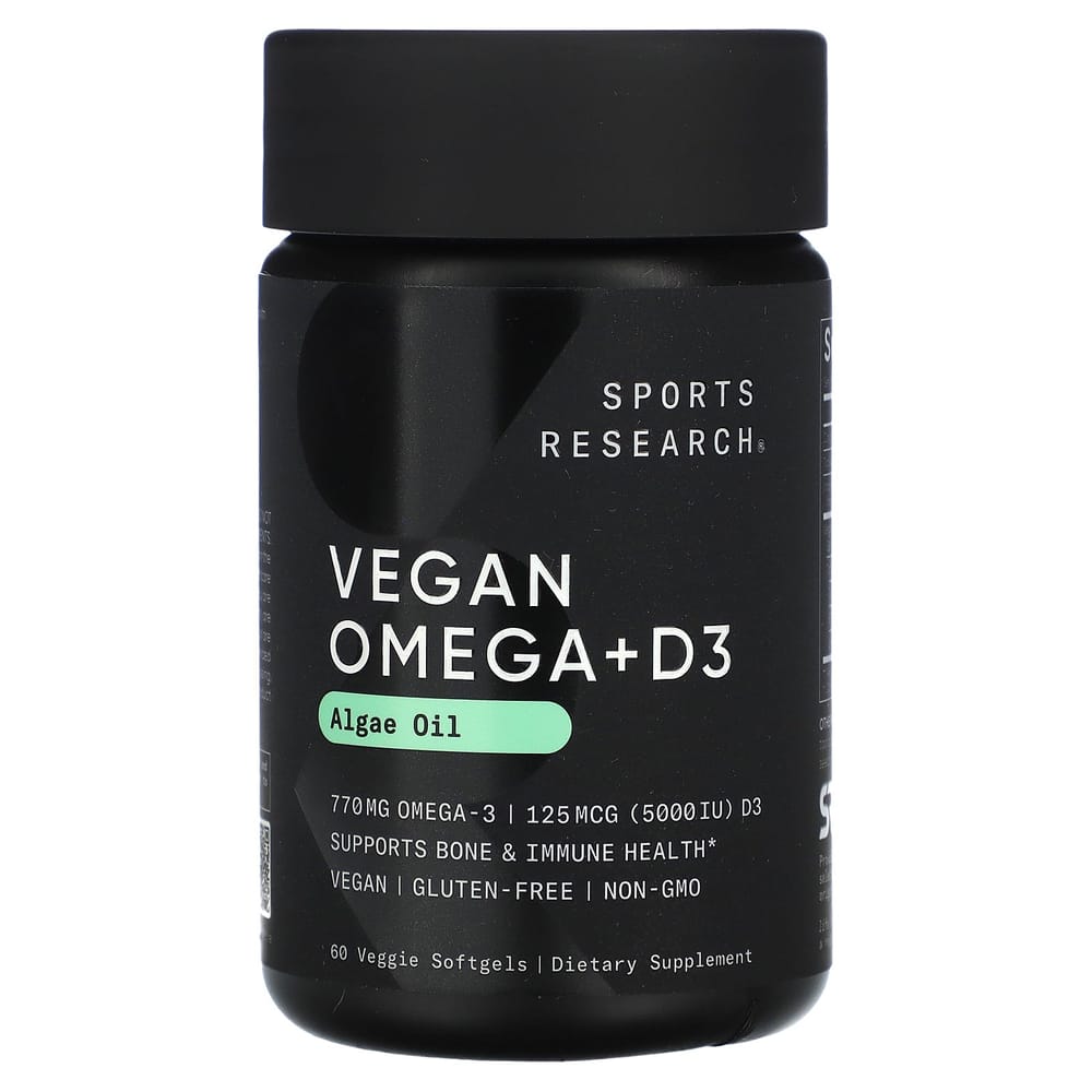 Sports Research Vegan Omega + D3 Veggie Softgels, 60 Count 60 pcs - 1 ea
Sports Research Vegan Omega + D3 Veggie Softgels, 60 Count 60 pcs - 1 ea