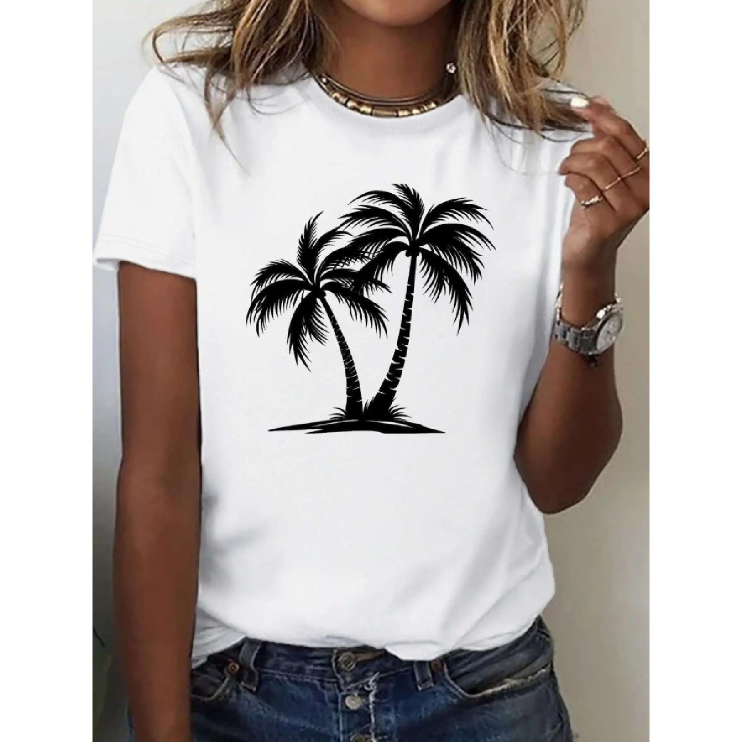 Woman Casual T-Shirt Summer Palm Tree Graphic Printed Round Neck T-Shirt Women s Short Sleeve Comfortable Soft Clothing XXXXXL білий
Woman Casual T-Shirt Summer Palm Tree Graphic Printed Round Neck T-Shirt Women s Short Sleeve Comfortable Soft Clothing XXXXXL білий