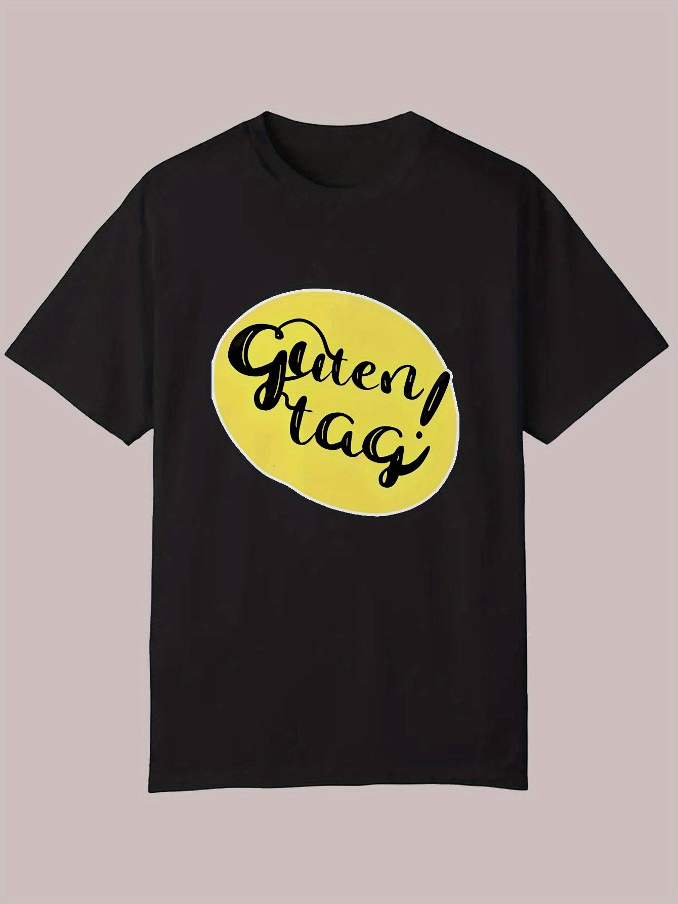 Summer Casual Short Sleeve T-shirt - Black with Bold Yellow Guten Tag Letter Print S
Summer Casual Short Sleeve T-shirt - Black with Bold Yellow Guten Tag Letter Print S