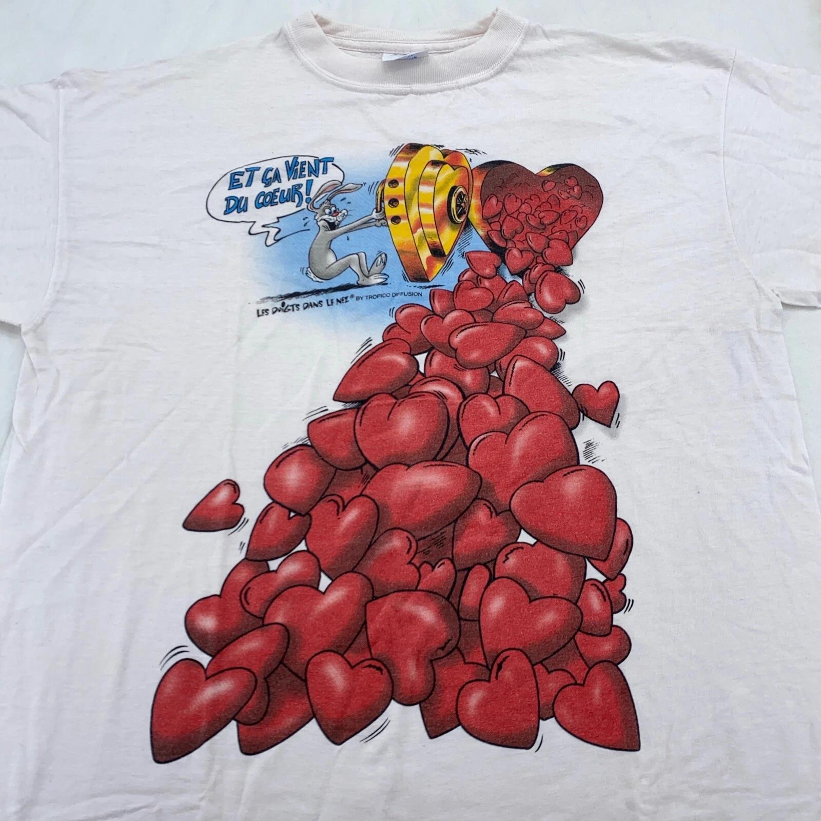 vtg 90s ET CA VIENT DE COEUR CARTOON BUNNY RABBIT T-Shirt L french heart XL
vtg 90s ET CA VIENT DE COEUR CARTOON BUNNY RABBIT T-Shirt L french heart XL