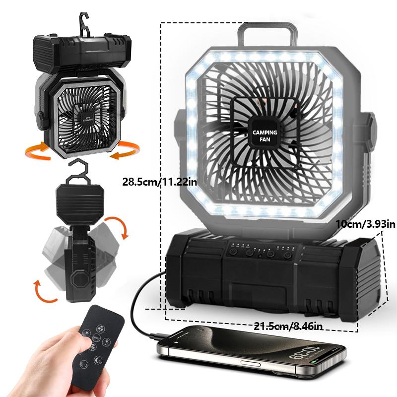 Radiator Fan 20000mAh Battery Camping Fan 4 LED Lantern 8 Speeds Desk Fan Portable Outdoor Fan for Tent Power Outages Jobsite
Radiator Fan 20000mAh Battery Camping Fan 4 LED Lantern 8 Speeds Desk Fan Portable Outdoor Fan for Tent Power Outages Jobsite