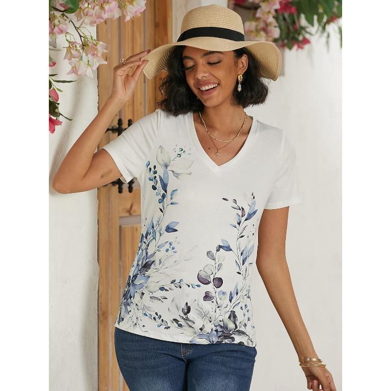 Women s T Shirt Basic Floral Print Short Sleeve Regular Tops V Neck Casual Holiday Weekend Blue Purple Green 2XL
Women s T Shirt Basic Floral Print Short Sleeve Regular Tops V Neck Casual Holiday Weekend Blue Purple Green 2XL