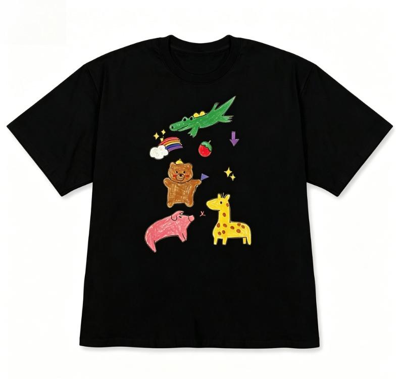 Cute Korean Fashion Crayon Zoo Print Tshirt Versatile Short Sleeve for WOMEN Unisex Colorful Hand Drawn Animals Crew Neck Tee S
Cute Korean Fashion Crayon Zoo Print Tshirt Versatile Short Sleeve for WOMEN Unisex Colorful Hand Drawn Animals Crew Neck Tee S