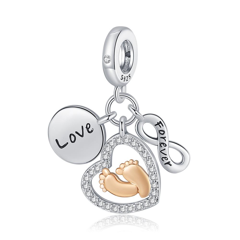 S925 Silver Fashion Animal Paw Print Heart Shaped Bead Pendant DIY Bracelet Jewelry Accessory with Zircon
S925 Silver Fashion Animal Paw Print Heart Shaped Bead Pendant DIY Bracelet Jewelry Accessory with Zircon