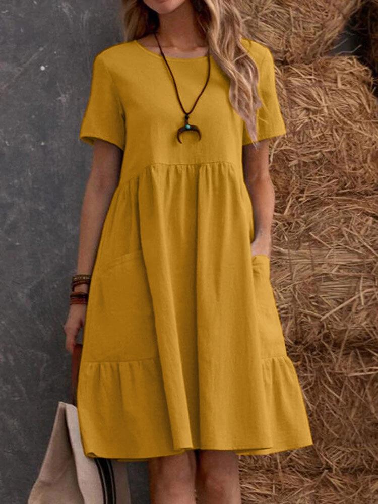 2026 Retro Loose Pocket Solid Color Round Neck Women s Cotton Linen Dress XXL
2026 Retro Loose Pocket Solid Color Round Neck Women s Cotton Linen Dress XXL