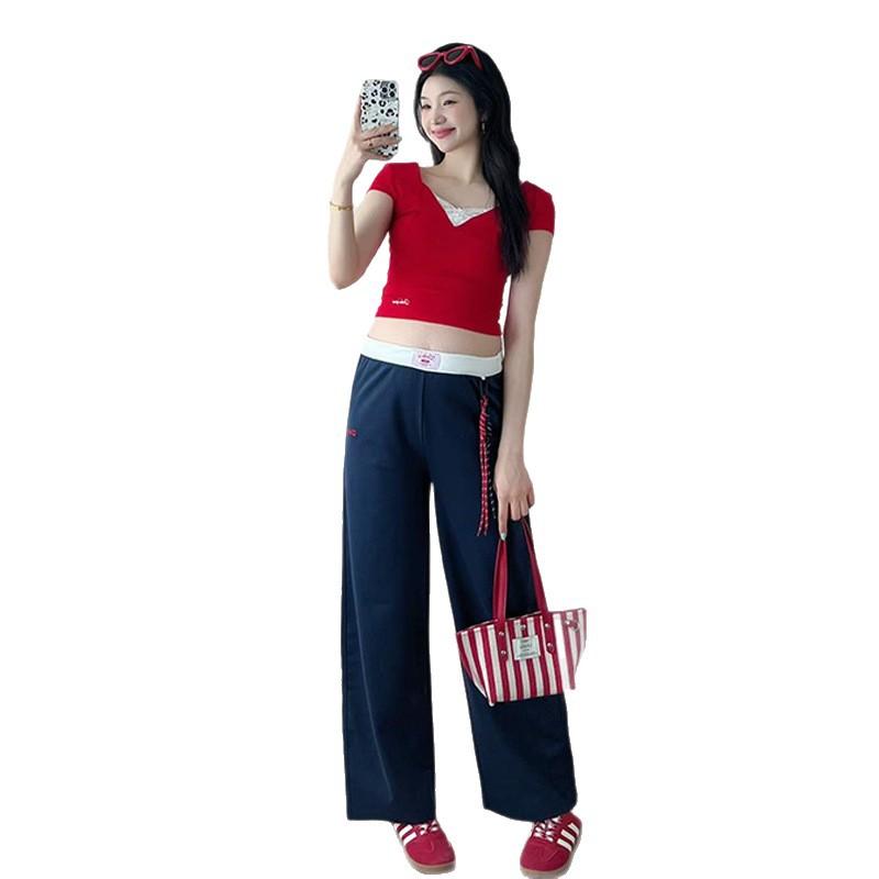 Maternity Pants for Summer Wear Thin American Retro Sports Pants for Unstretched Belly Loose Straight-leg Casual Wide-leg Pants M темно-синього кольору
Maternity Pants for Summer Wear Thin American Retro Sports Pants for Unstretched Belly Loose Straight-leg Casual Wide-leg Pants M темно-синього кольору