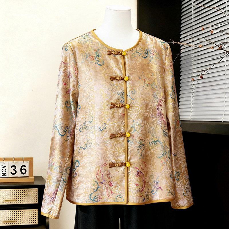 Spring/Autumn Floral Print Frog Button Coat for Middle-Aged & Elderly Women - Chinese Style Mother s Day XL (Recommended 115-130 Jin) шампанського
Spring/Autumn Floral Print Frog Button Coat for Middle-Aged & Elderly Women - Chinese Style Mother s Day XL (Recommended 115-130 Jin) шампанського