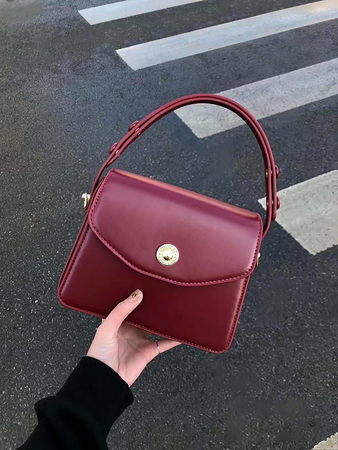 2024 Большая вместительная красная французская сумка через плечо и почтальонская свадебная сумка 21x8x17 cm темно-красного