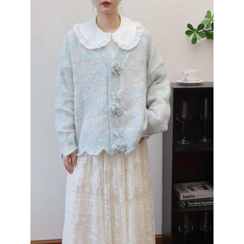 Кардиган вязаный с бисером, трехмерным цветком-бабочкой и пайетками, осенне-зимний, нового дизайна, полосатый свитер-жакет для женщин one size fits all синий
Кардиган вязаный с бисером, трехмерным цветком-бабочкой и пайетками, осенне-зимний, нового дизайна, полосатый свитер-жакет для женщин one size fits all синий