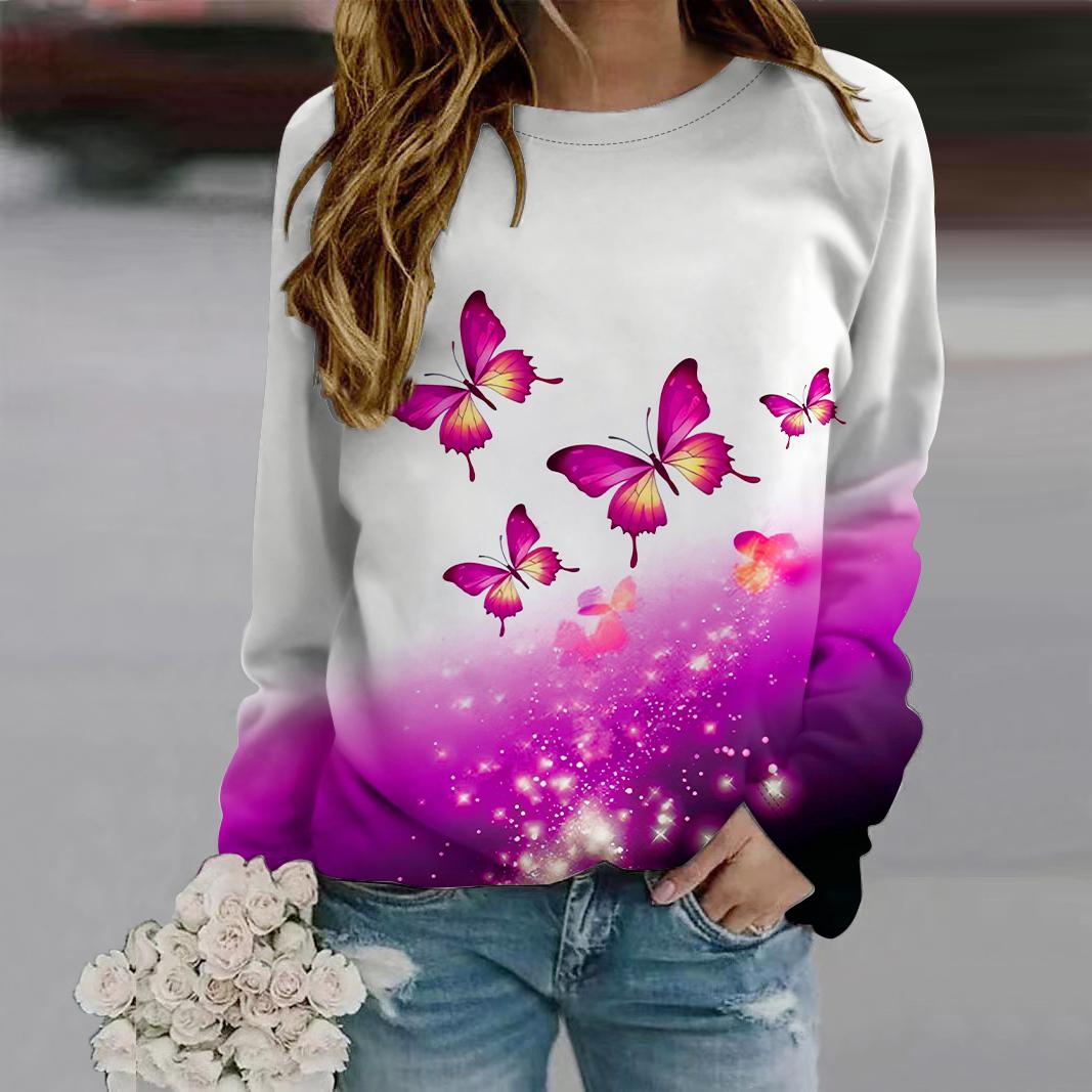 Осенняя женская мода с круглым вырезом и длинным рукавом, свободная одежда, футболка с принтом золотой бабочки для девочек, уличная одежда 8XL светло-фиолетовый
Осенняя женская мода с круглым вырезом и длинным рукавом, свободная одежда, футболка с принтом золотой бабочки для девочек, уличная одежда 8XL светло-фиолетовый