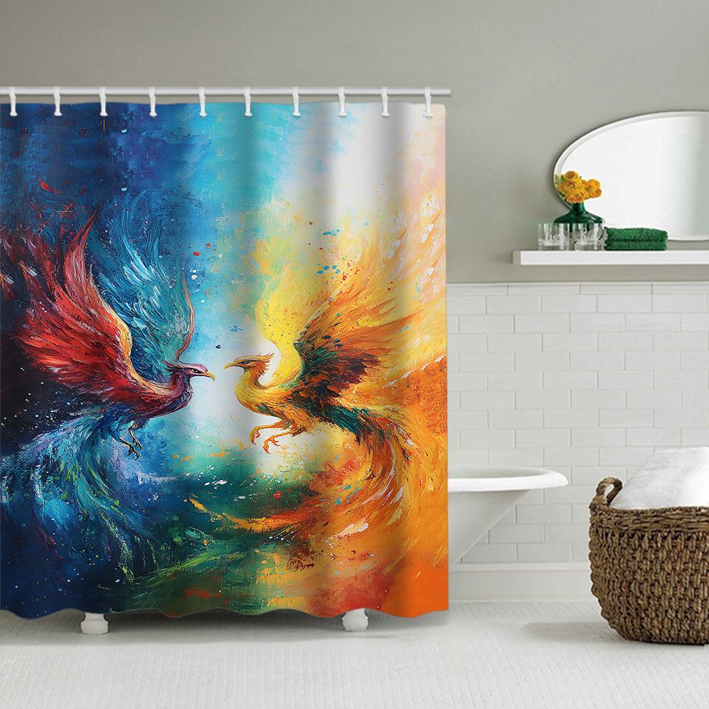 1/4 Phoenix Shower Curtains, Toilet Seat Decoration, Shower Curtain With Carpet And Toilet Lid, 12 70.8X70.8 Inch Hooks W60H190(CM)-1 Pcs
1/4 Phoenix Shower Curtains, Toilet Seat Decoration, Shower Curtain With Carpet And Toilet Lid, 12 70.8X70.8 Inch Hooks W60H190(CM)-1 Pcs