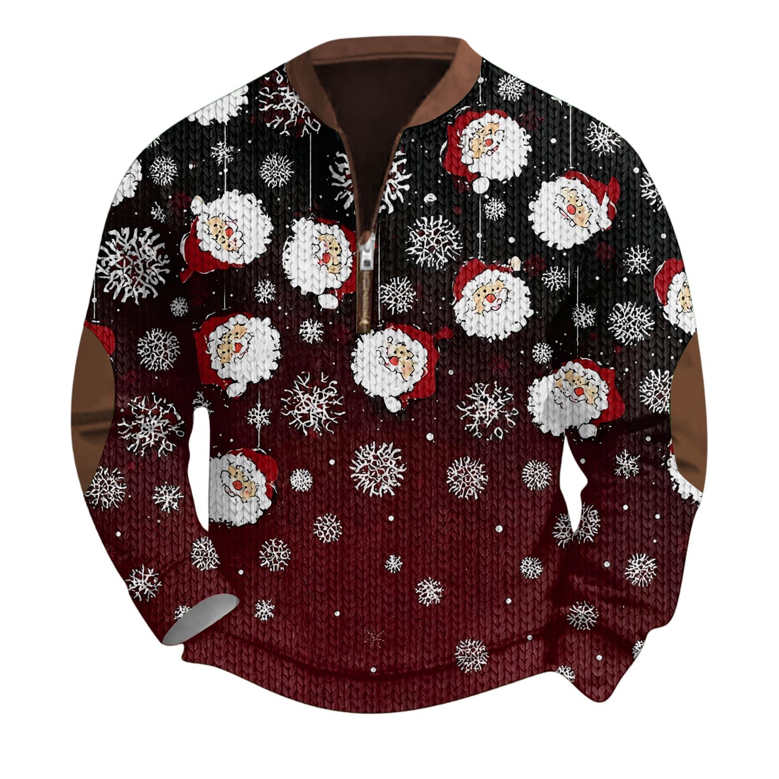 Мужской рождественский свитер на молнии, винтажный вязаный графический свитшот, рождественский пуловер со стойкой XL винный
Мужской рождественский свитер на молнии, винтажный вязаный графический свитшот, рождественский пуловер со стойкой XL винный