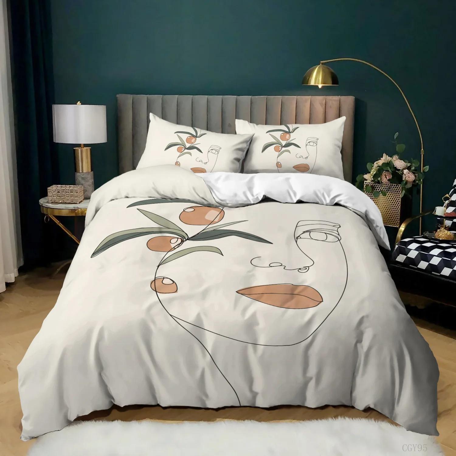 Simple Strokes Duvet Cover Set Queen Size Portrait Pattern Woman With Roses Bedding Set Polyester Abstract Style Comforter Cover 70x133cm
Simple Strokes Duvet Cover Set Queen Size Portrait Pattern Woman With Roses Bedding Set Polyester Abstract Style Comforter Cover 70x133cm