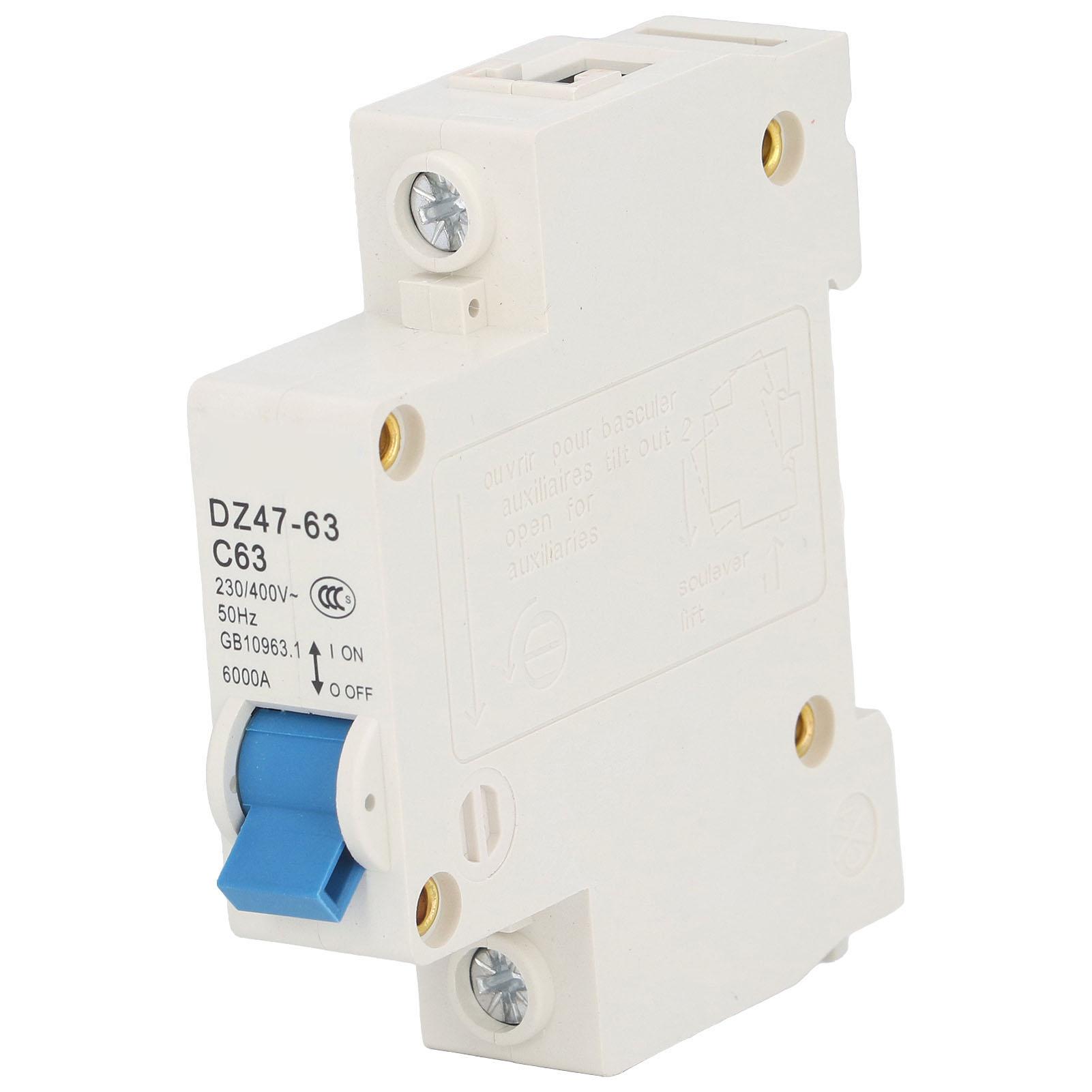 Miniature Circuit Breaker 1P Residual Current Isolator DIN Rail Mount 230V 400V 63A DZ4763 C63
Miniature Circuit Breaker 1P Residual Current Isolator DIN Rail Mount 230V 400V 63A DZ4763 C63