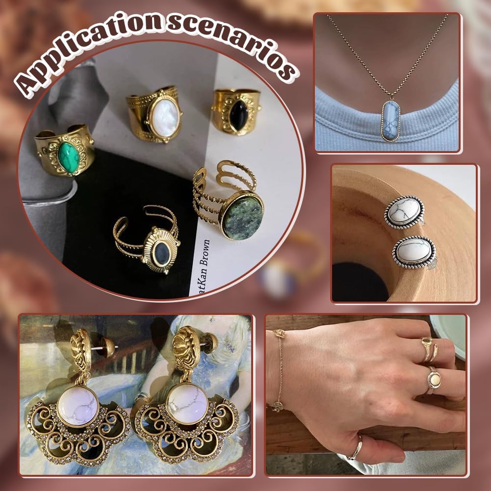 PH PandaHall 66pcs 8 Sizes White Turquoise Gemstone Cracked Cabochons, Oval Gemstone Cabochons Stone Dome Tile Gems Embellishment for Earrings
PH PandaHall 66pcs 8 Sizes White Turquoise Gemstone Cracked Cabochons, Oval Gemstone Cabochons Stone Dome Tile Gems Embellishment for Earrings