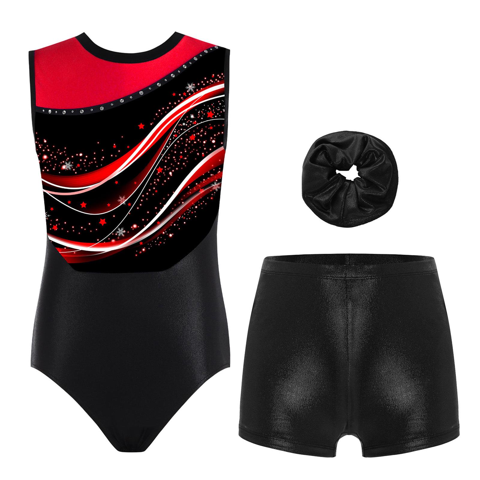 Girls Sleeveless Gymnastics Leotard Round Neck Color Block Print Dance Outfit Metallic Mini Dot Shorts Hair Band Set 5-6 Years червоний
Girls Sleeveless Gymnastics Leotard Round Neck Color Block Print Dance Outfit Metallic Mini Dot Shorts Hair Band Set 5-6 Years червоний