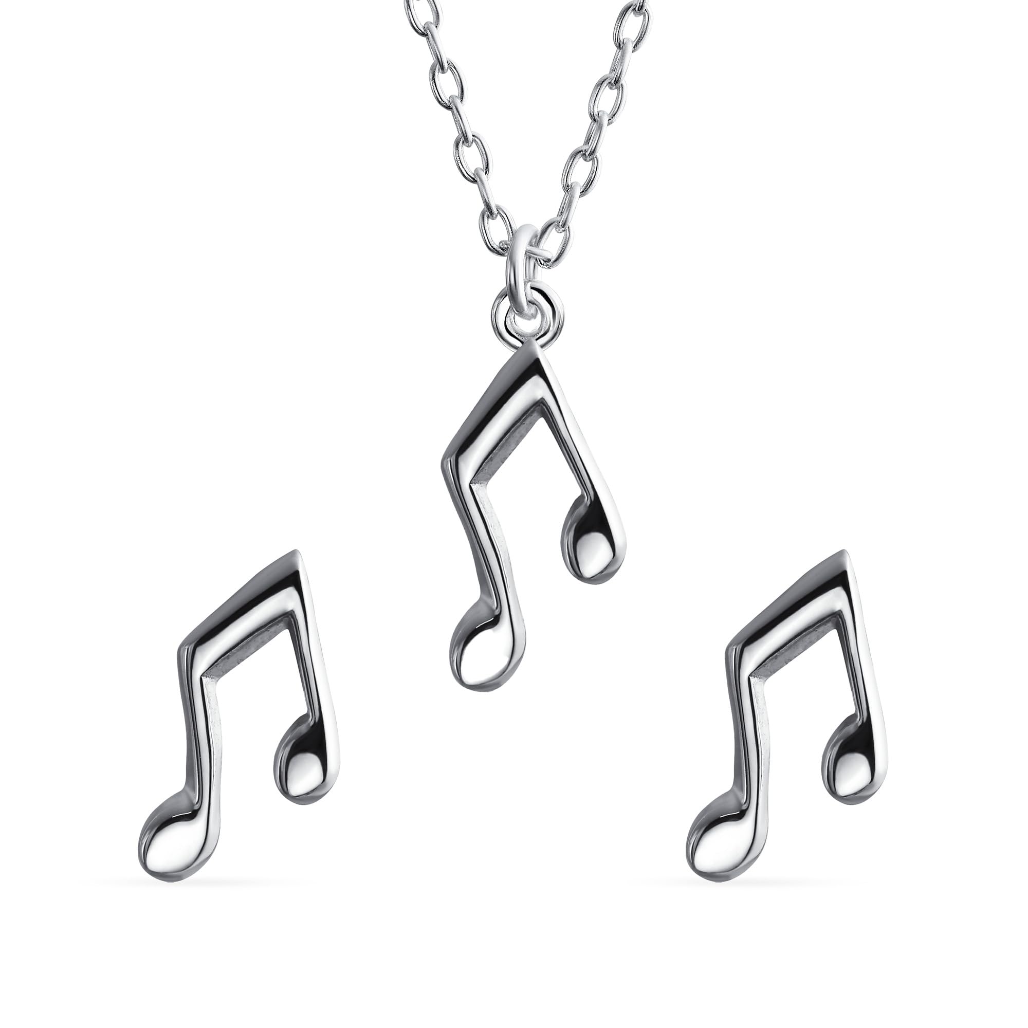 Small dainty eighth note stud earrings pendants for musician and sterling silver jewelry set women, teens, teachers, students. .925
Small dainty eighth note stud earrings pendants for musician and sterling silver jewelry set women, teens, teachers, students. .925