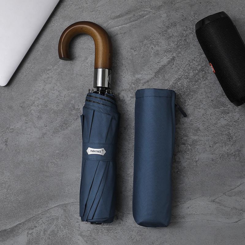 PARACHASE Men s Black Curved Handle Automatic Umbrella - Windproof, UV Protection, Sun & Rain, Ten Ribs, Three-Fold Design
PARACHASE Men s Black Curved Handle Automatic Umbrella - Windproof, UV Protection, Sun & Rain, Ten Ribs, Three-Fold Design