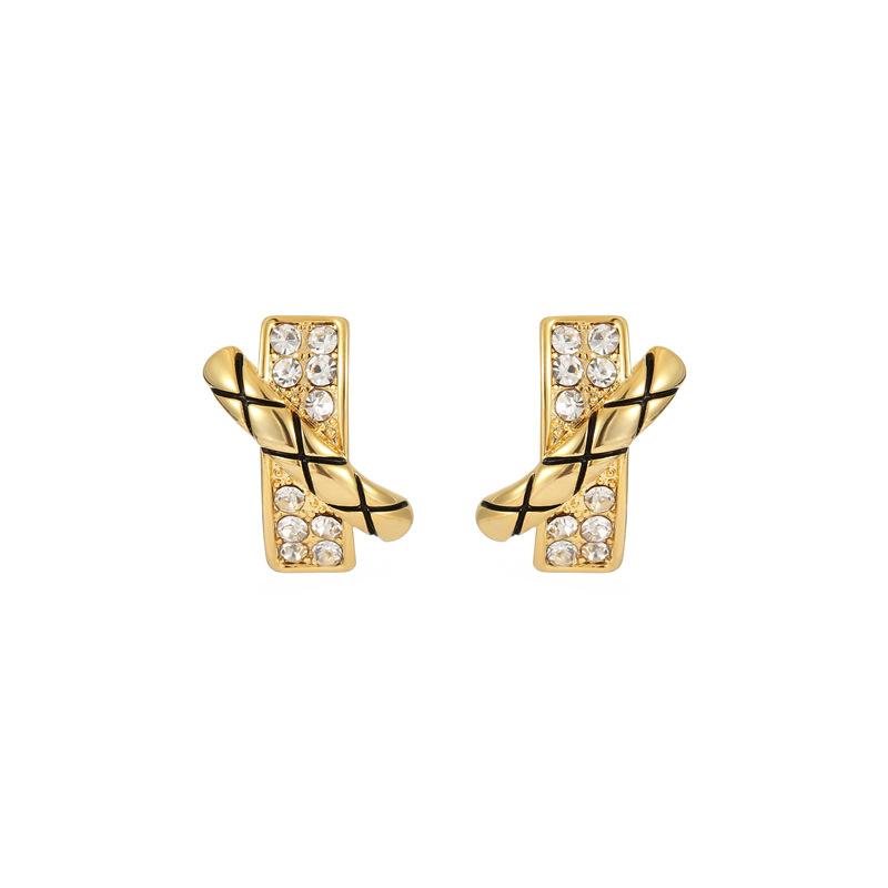 New Four Seasons European and American Retro Copper Cross Grid Zircon Earrings Women s Business Banquet Jewelry 2024 Clear
New Four Seasons European and American Retro Copper Cross Grid Zircon Earrings Women s Business Banquet Jewelry 2024 Clear