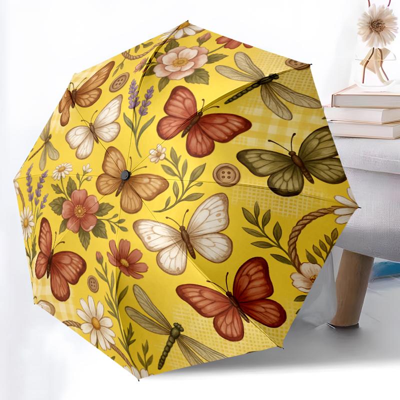 1pc Sturdy 8-Bone Auto Umbrella, Warm Beige Wildflower Butterfly Meadow Umbrella, Digital Printed, Foldable Umbrella for On-the-Go Outdoor Use
1pc Sturdy 8-Bone Auto Umbrella, Warm Beige Wildflower Butterfly Meadow Umbrella, Digital Printed, Foldable Umbrella for On-the-Go Outdoor Use