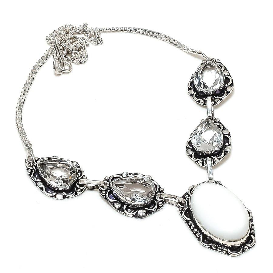 Natural White Coral, Topaz 925 Sterling Silver Jewelry Necklace 18 B1W57
Natural White Coral, Topaz 925 Sterling Silver Jewelry Necklace 18 B1W57