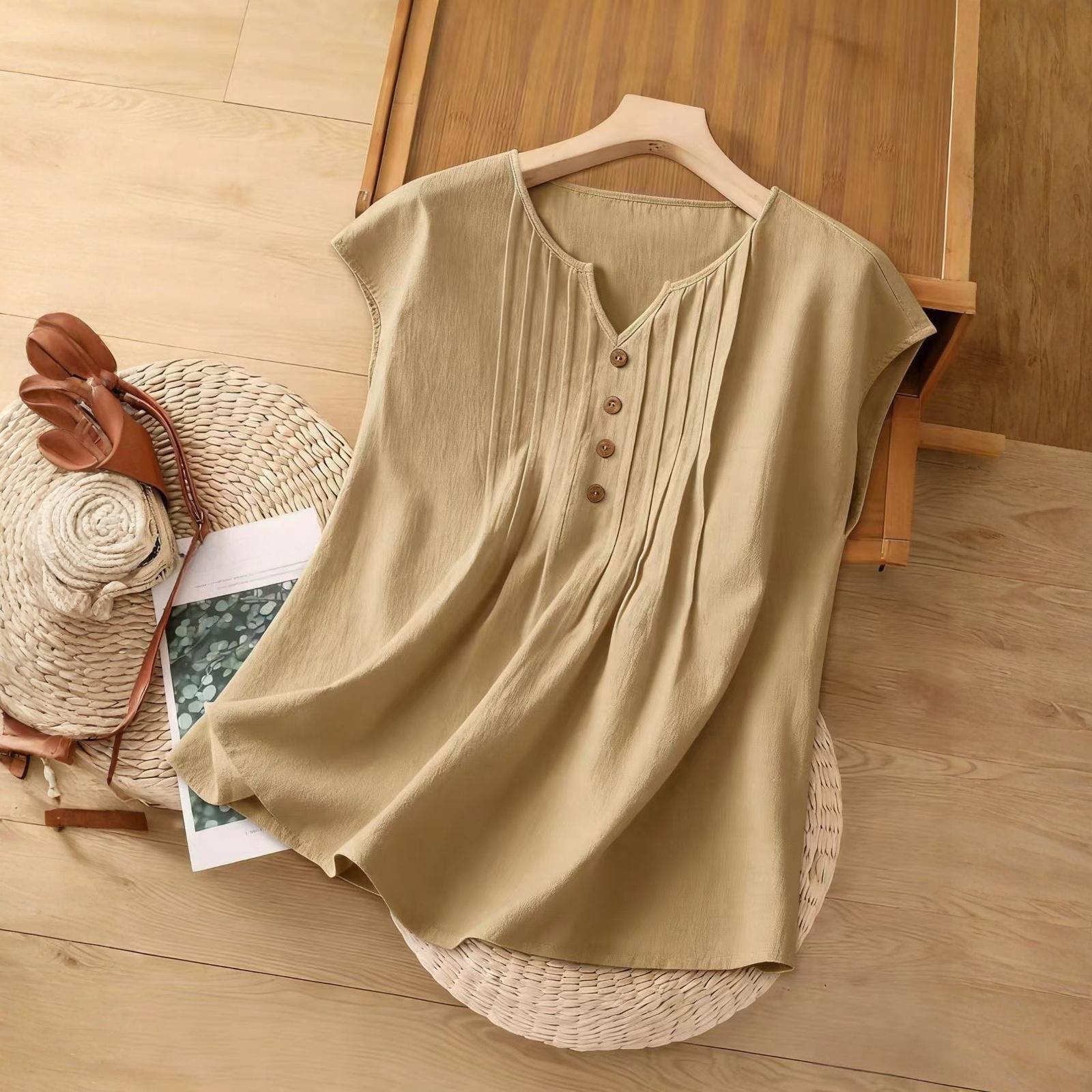 Women s Fashionable Multi-Color Loose Casual Button Cotton Linen Top XL хакі
Women s Fashionable Multi-Color Loose Casual Button Cotton Linen Top XL хакі