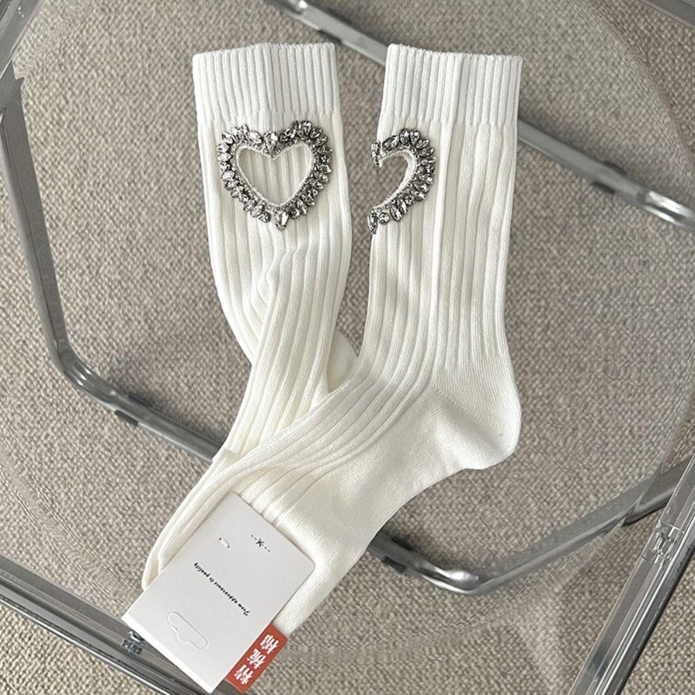 Crystal Rhinestone Heart Socks Cotton Mid-calf Socks Women Soft Y2K Tube Socks Party чорний
Crystal Rhinestone Heart Socks Cotton Mid-calf Socks Women Soft Y2K Tube Socks Party чорний
