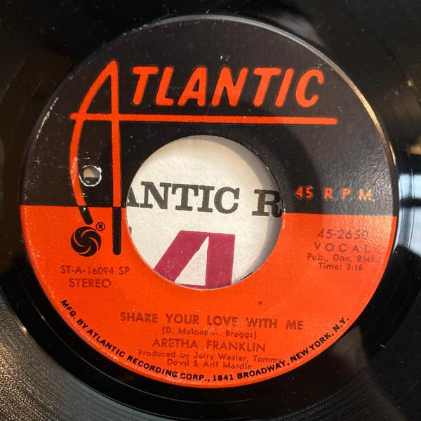7inch Record ARETHA FRANKLIN - Share Your Love With Me 452650 Atlantic 1969 US Soul/Funk Used
7inch Record ARETHA FRANKLIN - Share Your Love With Me 452650 Atlantic 1969 US Soul/Funk Used