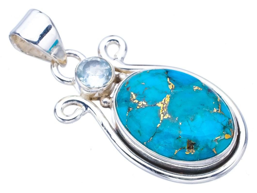 StarGems® Natural Copper Turquoise Blue Topaz Handmade 925 Sterling Silver Pendant 1.5 F3861
StarGems® Natural Copper Turquoise Blue Topaz Handmade 925 Sterling Silver Pendant 1.5 F3861