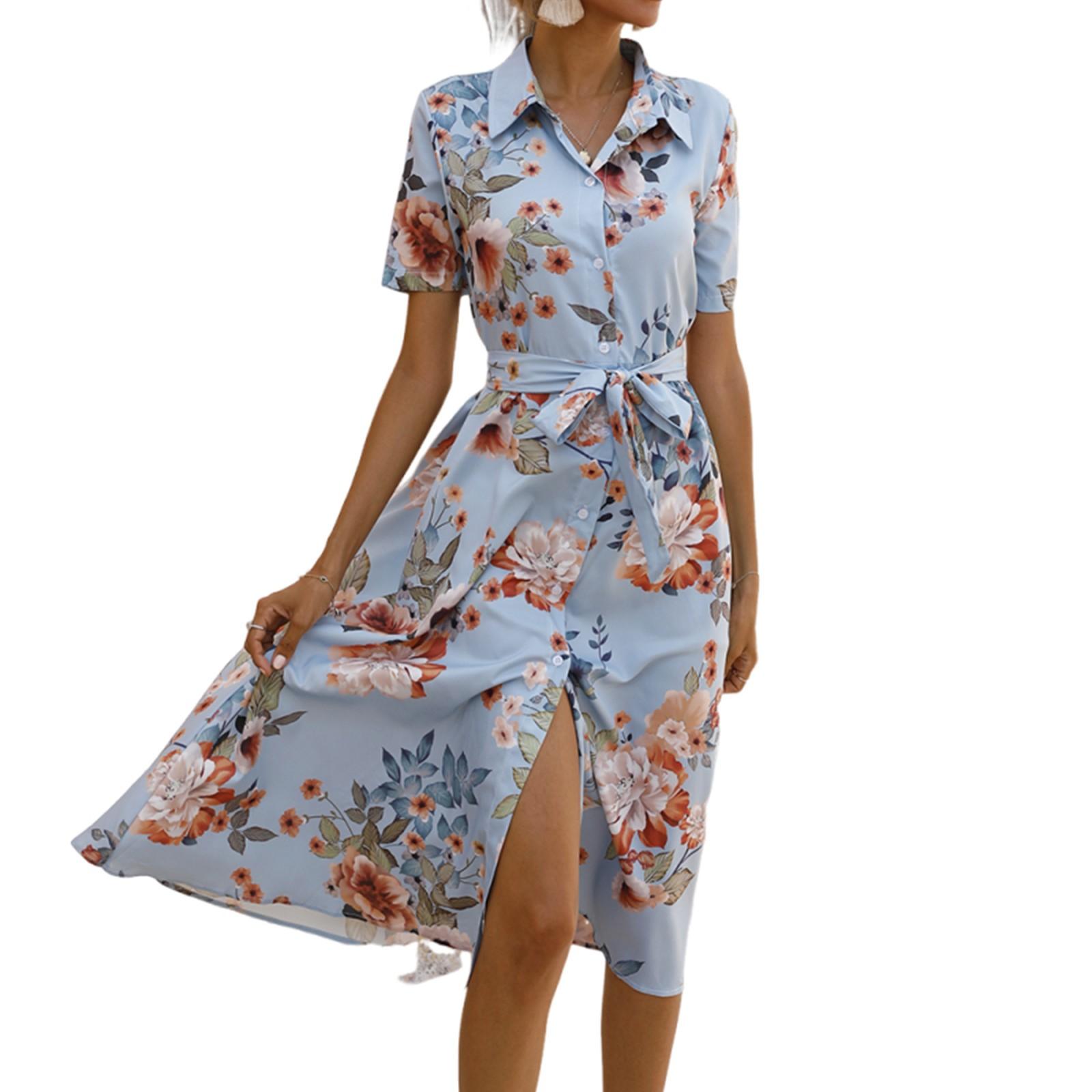 Women s Dresses Casual Elegant Shirt Lapel Full Open Button Short Sleeve Dresses L синій
Women s Dresses Casual Elegant Shirt Lapel Full Open Button Short Sleeve Dresses L синій