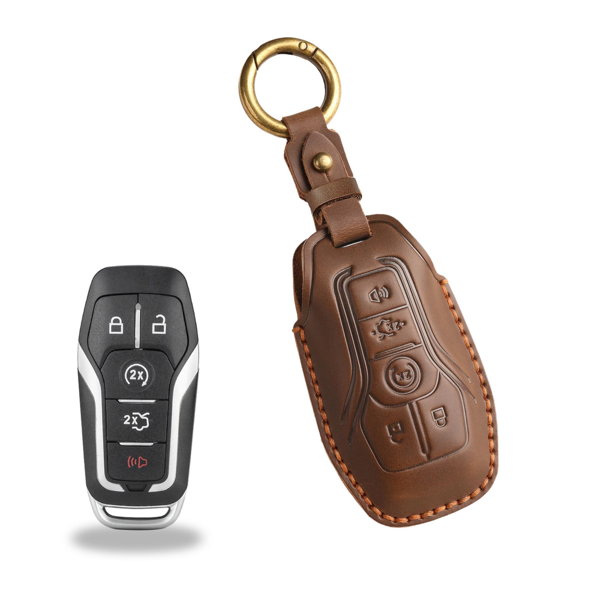 Vintage Leather For Ford Mustang Edge Explorer Fusion Mondeo Kuka 3 4 Button Car Key Case Cover Anti-Scratch Key Fob Keychain
Vintage Leather For Ford Mustang Edge Explorer Fusion Mondeo Kuka 3 4 Button Car Key Case Cover Anti-Scratch Key Fob Keychain